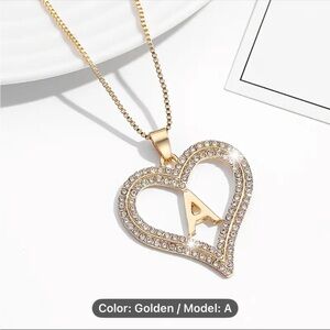 Gold Heart Initial Pendant Necklace